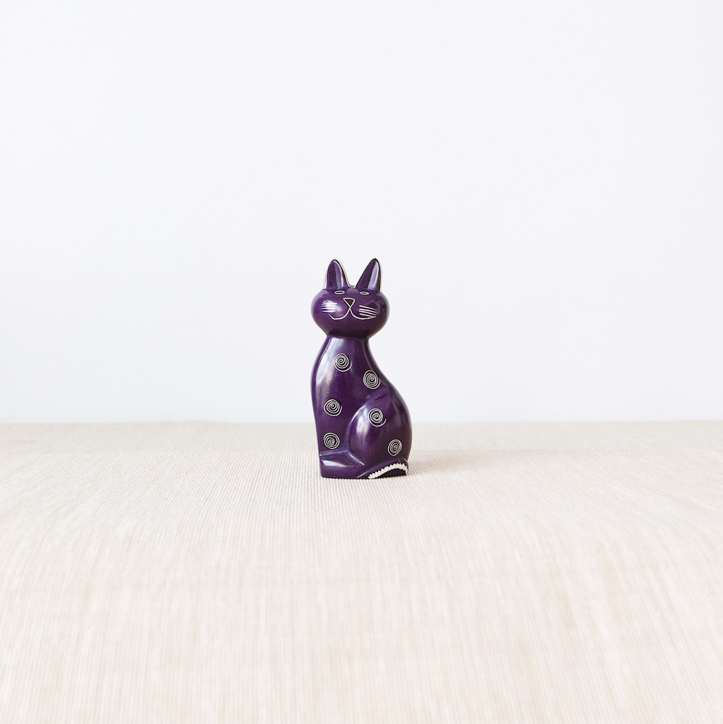 Soapstone Figurine | Tall Cat | Handmade in Kenya