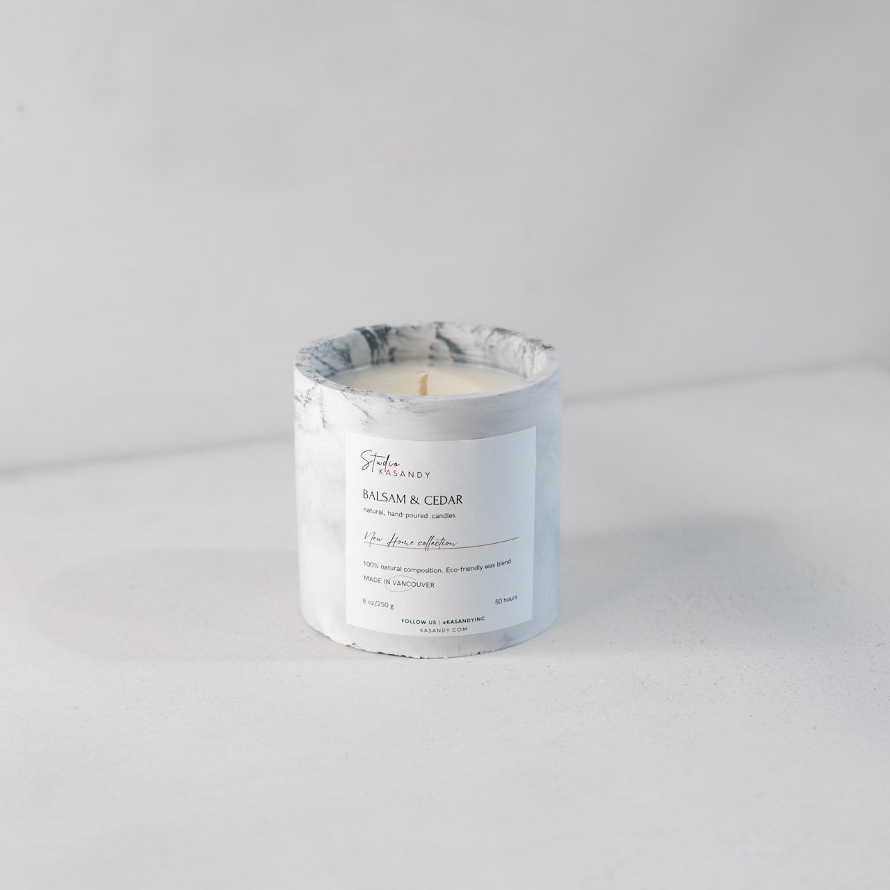 Midnight Marble Cement Candle | Refillable, Handmade, Scented Soy Wax