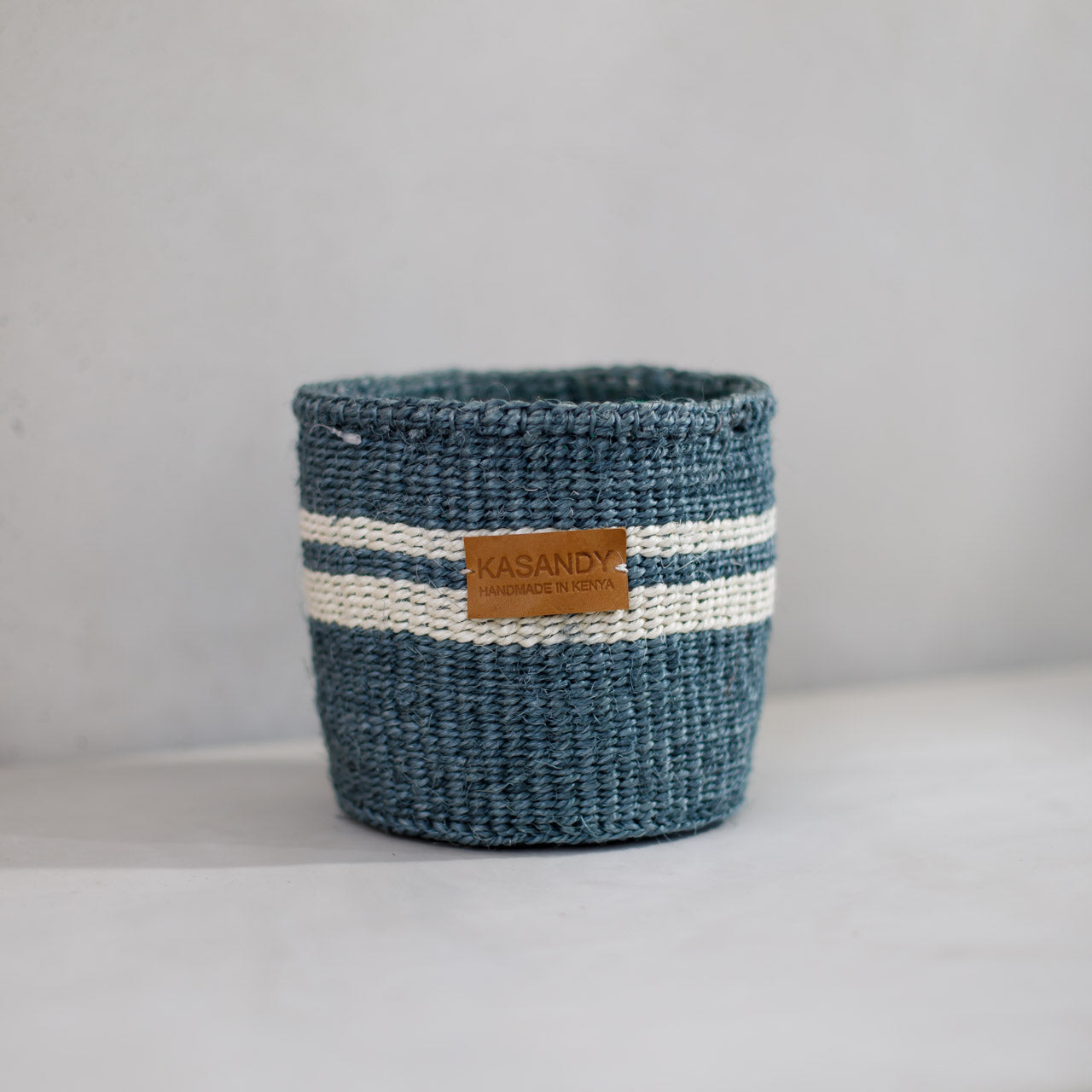 Striped Blue Delight Kiondo Basket (6 inch)