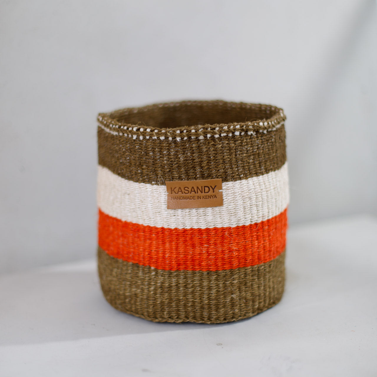 Brown, Nude, Orange Trio Sisal Kiondo Basket (8 inch)