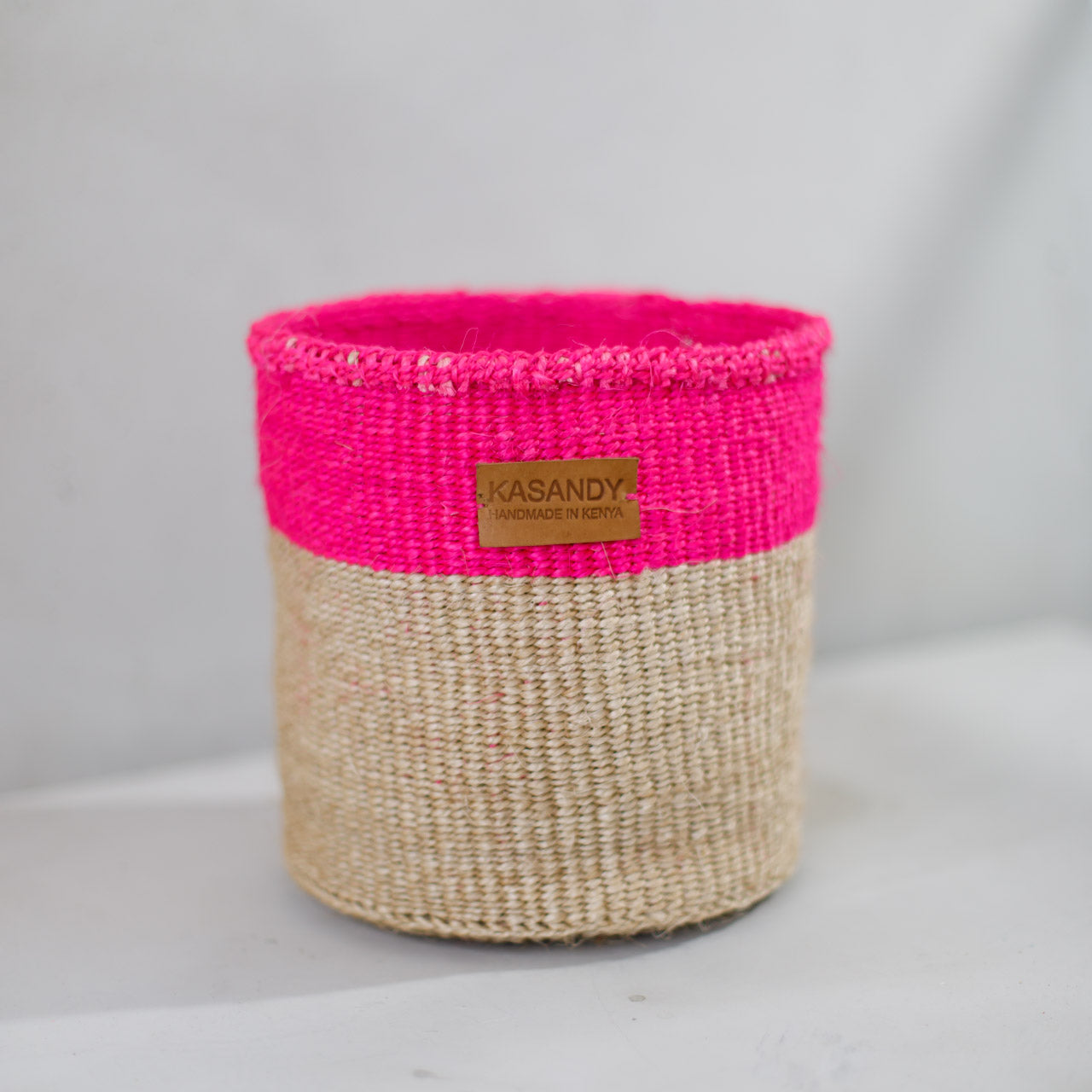 Pink and Natural Harmony Sisal Kiondo Basket (8 inch)