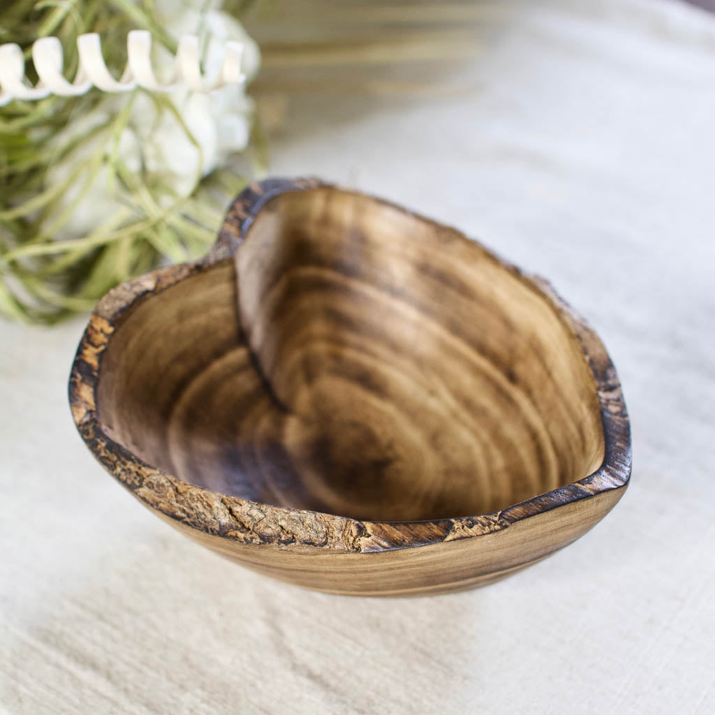 Rustic Live Edge Bowl | Heart | Jacaranda Wood | Handcrafted in Kenya