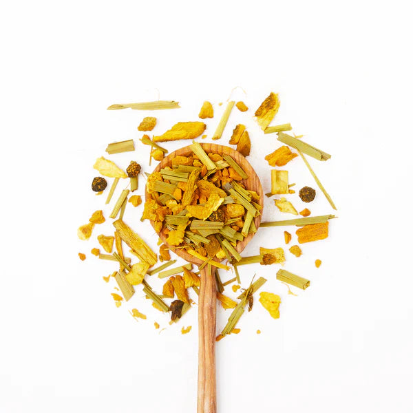 Organic Turmeric Ginger tea with licorice root, lemongrass, and citrus peel, handpicked in Kenya