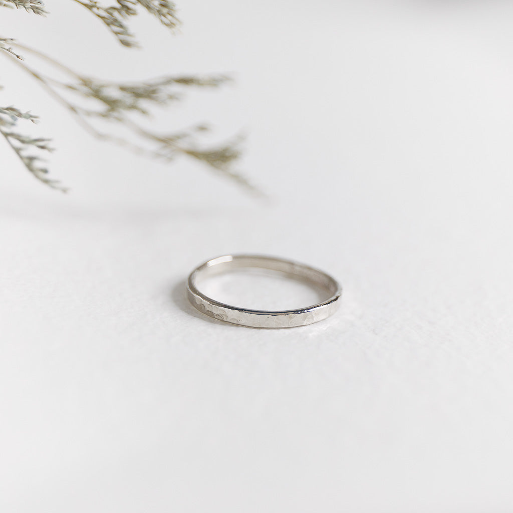 Hand-Hammered Ring | Thin Band Stackable | Silver Brass | Handmade in Kenya