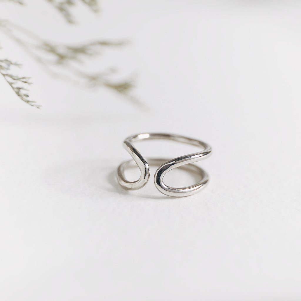 Hand-Hammered Ring | Double wire Adjustable | Silver Brass | Hand Hammered in Kenya