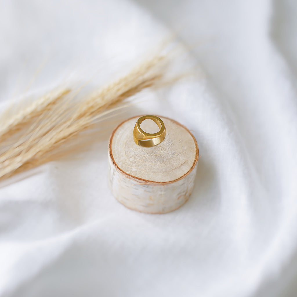 Hand-Hammered Ring | Open-Circle Ring - Men's | Gold Brass | Hand Hammered in Kenya