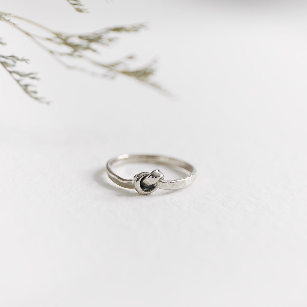 Hand-Hammered Ring | Pretzel Stackable | Silver Brass | Handmade in Kenya