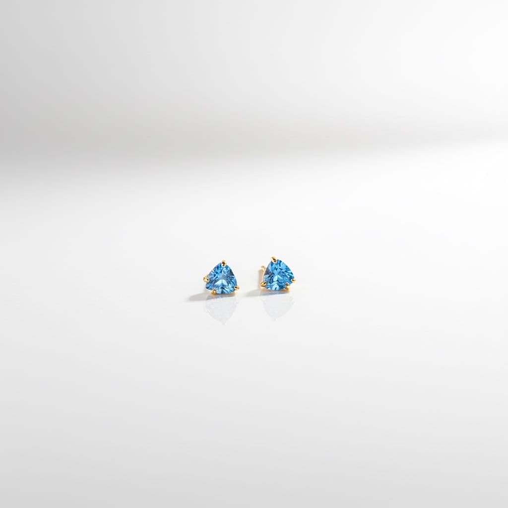 Tiny Gemstone Stud Earrings — Aquamarine