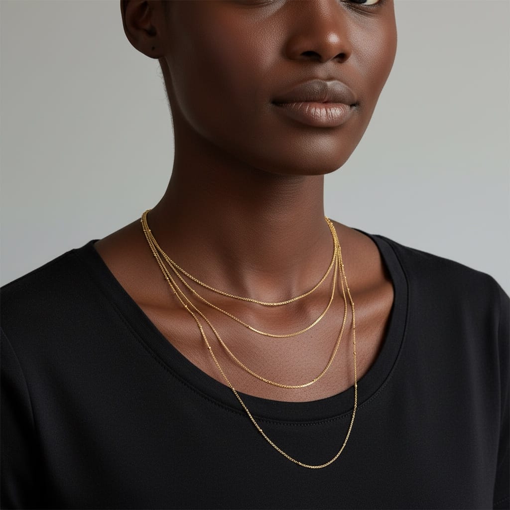 3 Layer Rose Gold Necklace — Layered Necklace