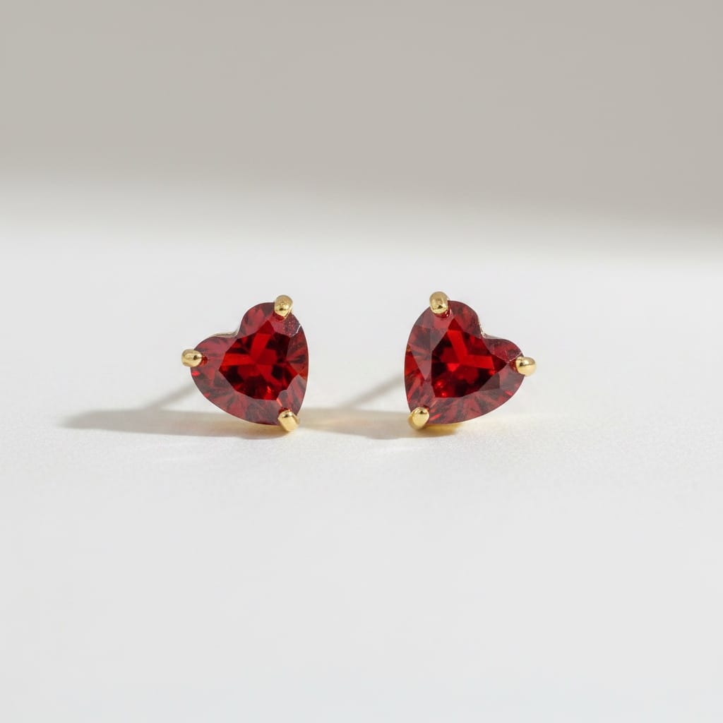 Tiny Gemstone Stud Earrings — Garnet