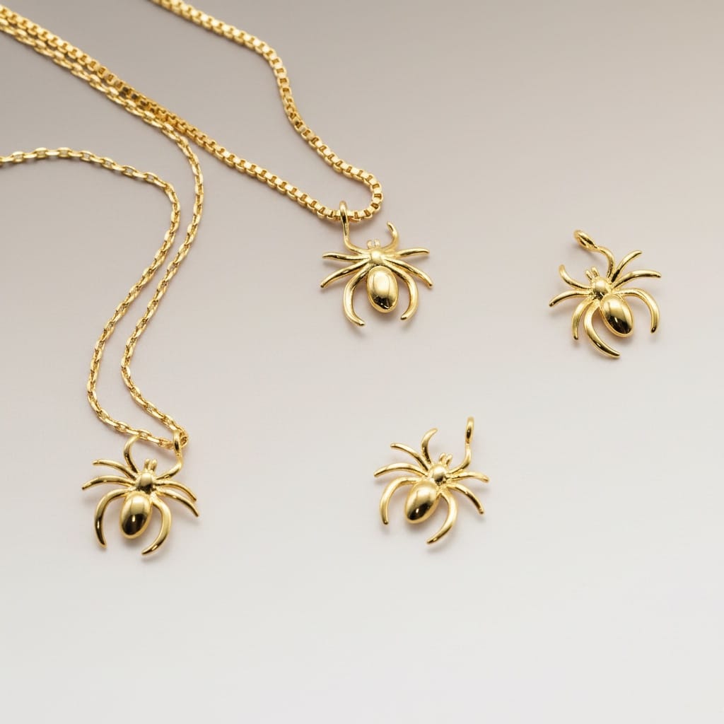 Spider Charm Necklace — Gold