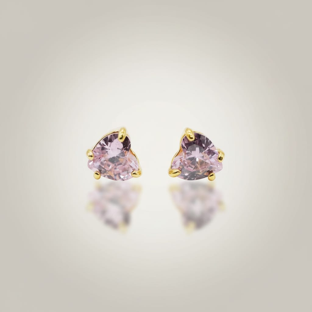 Tiny Gemstone Stud Earrings — Amethyst