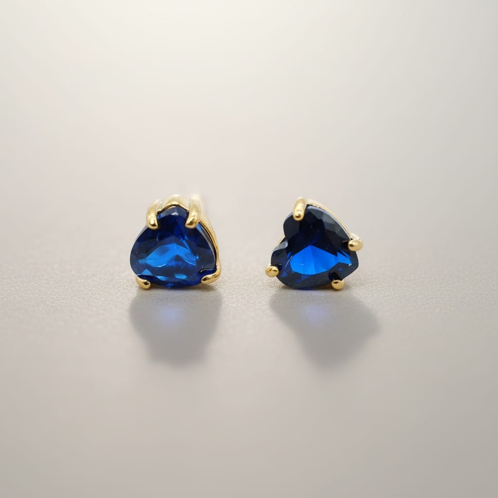 Tiny Gemstone Stud Earrings — Sapphire Blue