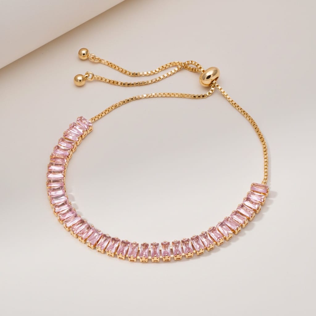 Crystal Beaded Bracelet — Pink