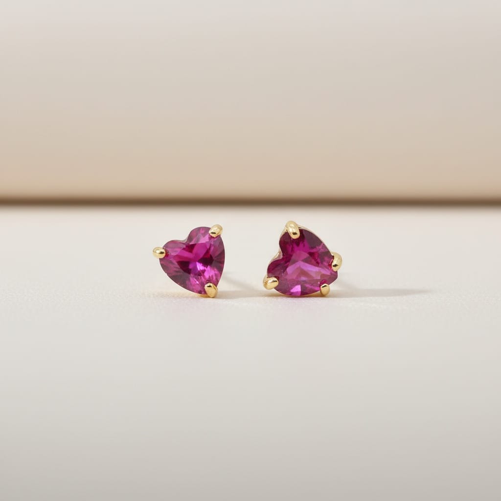 Tiny Gemstone Stud Earrings — Pink Tourmaline