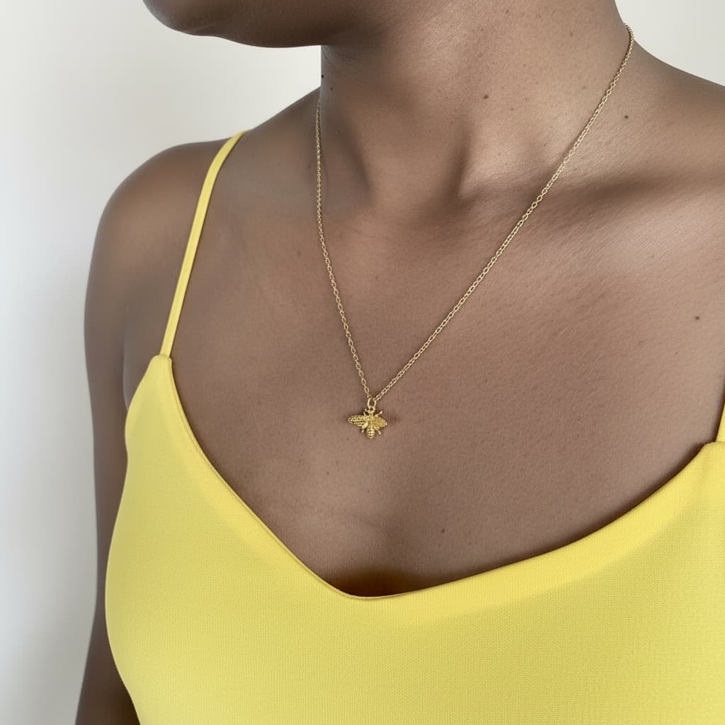 Bee Coin Charm Necklace