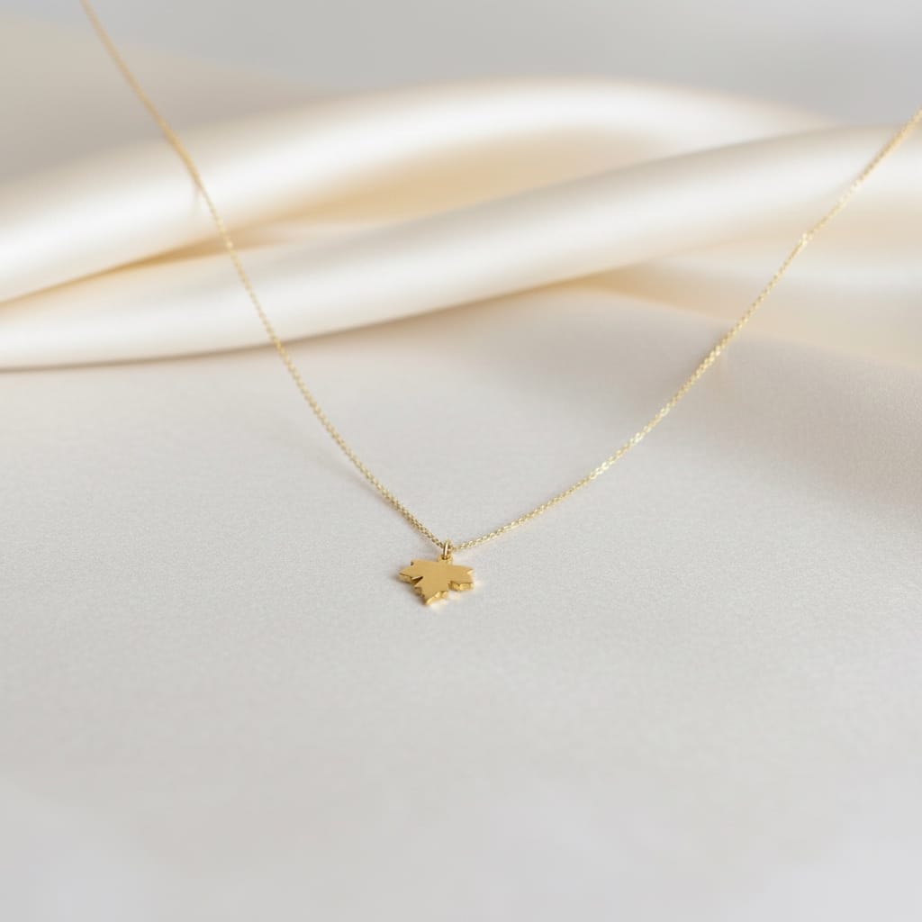 Leaf Charm Necklace — Gold