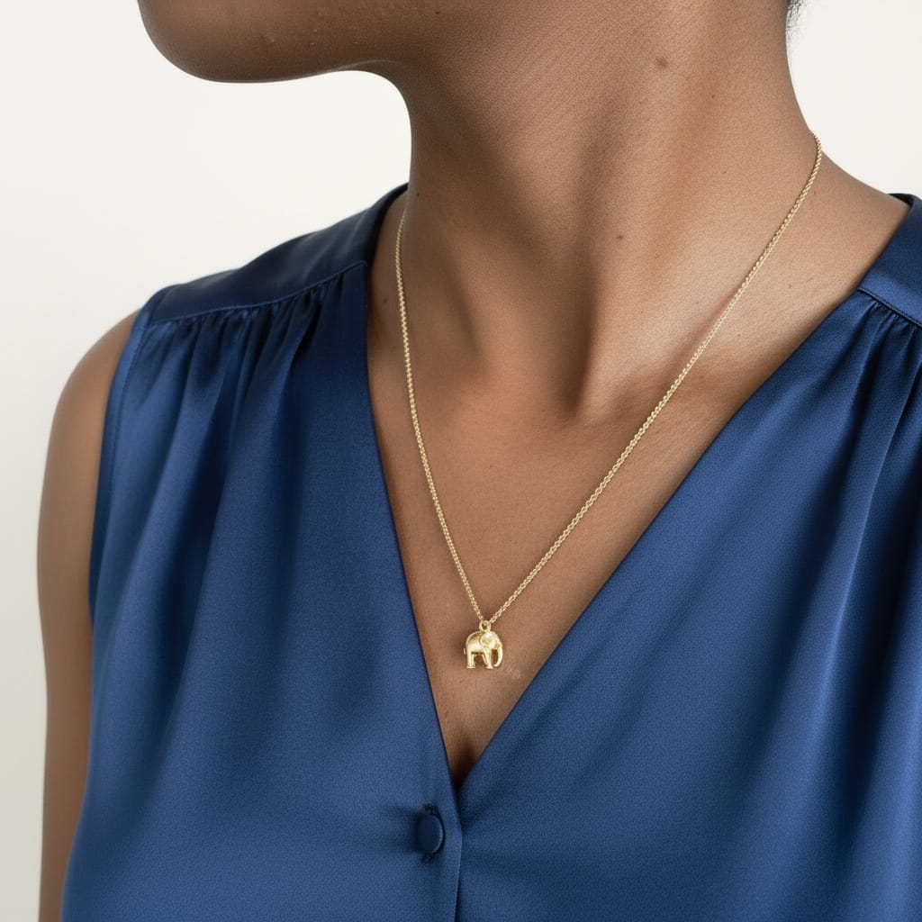 Elephant Charm Necklace — Gold