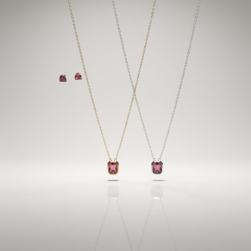 Garnet Charm Necklace — Gold