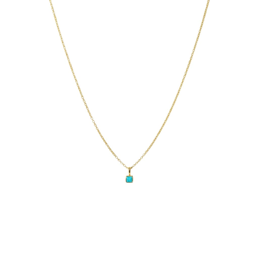Aquamarine Charm Necklace — Gold