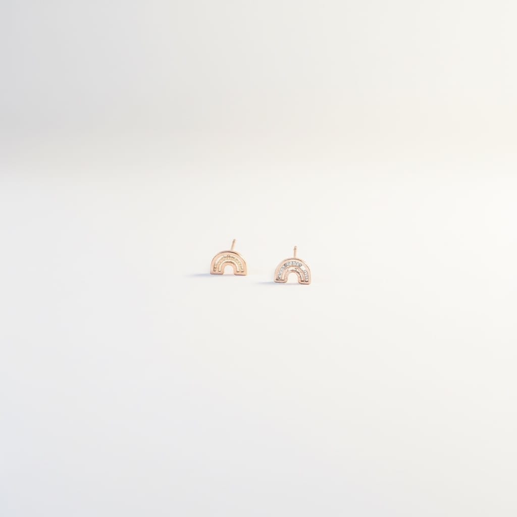 Mini Dainty Stud Earrings — Half Moon
